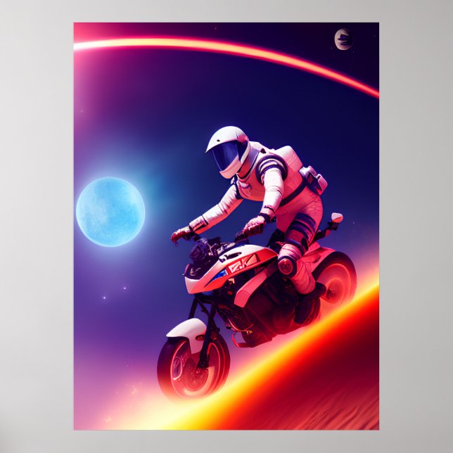 Sci-Fi Digital Wall Decor, Futuristiska Biker Poster (Framsidan)