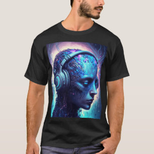Sci-Fi Edm Android med festivalhörlurar T Shirt