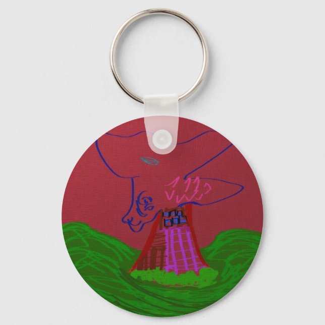 Sci-fi Fantasy Creature Landscape Keychain Nyckelring (Framsida)