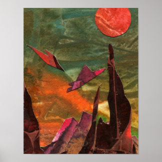 Sci-Fi "Fire Birds"-främmande livsformer under fly Poster