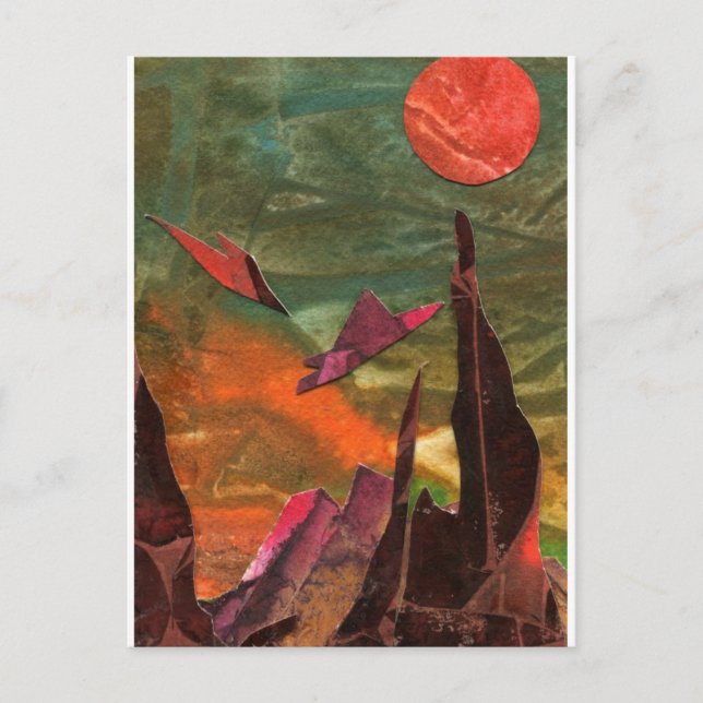 Sci-Fi "Fire Birds"-främmande livsformer under fly Vykort (Framsida)