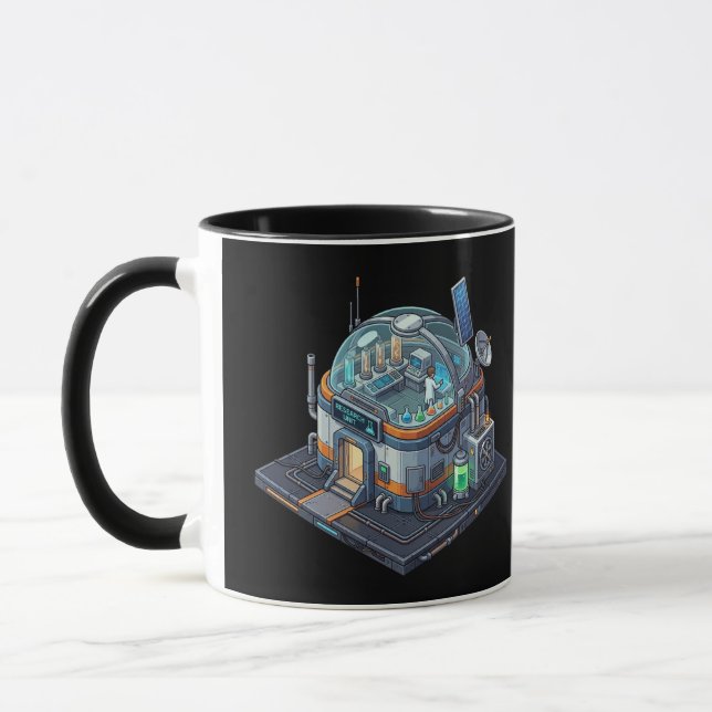 Sci-Fi Forskningslabb Svart Kombomugg Mugg (Vänster)