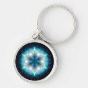 Sci-Fi Galaxy Blue Light abstrakt art 2 Rund Silverfärgad Nyckelring