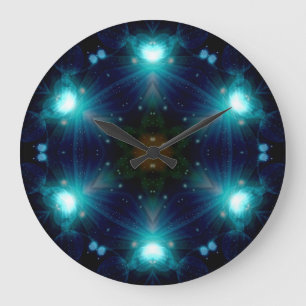 Sci-Fi Galaxy Blue Light abstrakt art 3 Stor Klocka