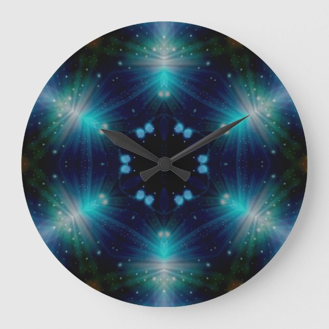 Sci-Fi Galaxy Blue Light abstrakt art 4 Stor Klocka (Framsida)