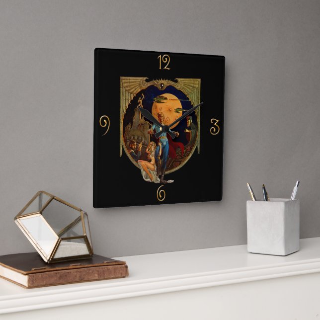 Sci-Fi Hero Fyrkantig Klocka (Kontor)