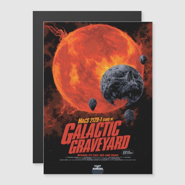 Sci-Fi Horror Movie Ad, Galactic Graveyard Magnetisk Inbjudningskort (Fram/baksida)