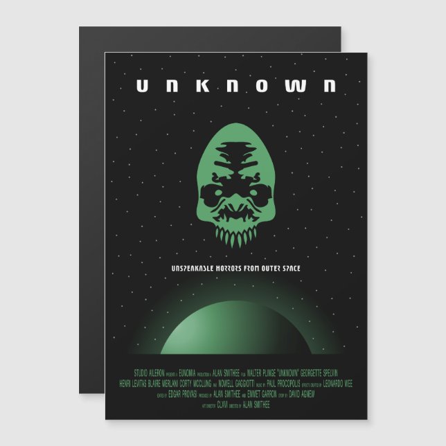 Sci-Fi Horror Movie Ad, okänd Magnetisk Inbjudningskort (Fram/baksida)