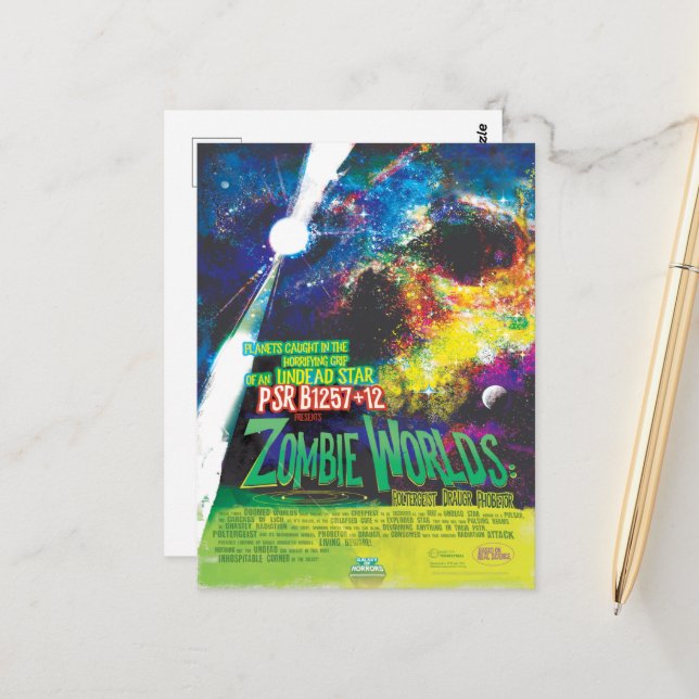 Sci-Fi Horror Movie Ad, Zombie Worlds Vykort (Fram/Back In Situ)