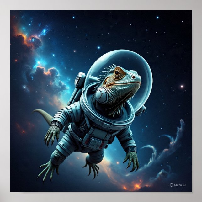 Sci-Fi Iguana i Rymden Poster (Framsidan)