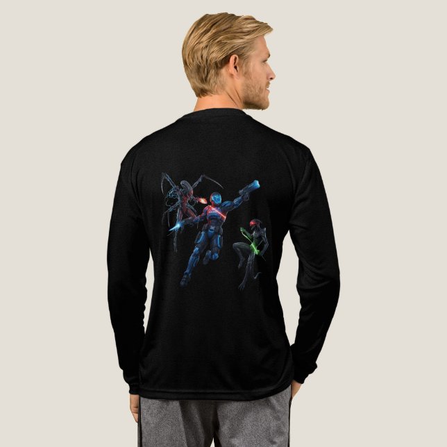 Sci-Fi Krigare vs Utomjordingar | Hyper Anime T-Sh T Shirt (Hel baksida)