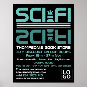 Sci-Fi Logotyp, Bok Store-reklam Poster
