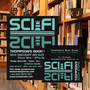 Sci-Fi Logotyp, Bok Store-reklam Reklamblad