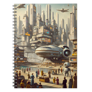 Sci-Fi-port för dynamiskt Retro-Futuristiska-mella Anteckningsbok
