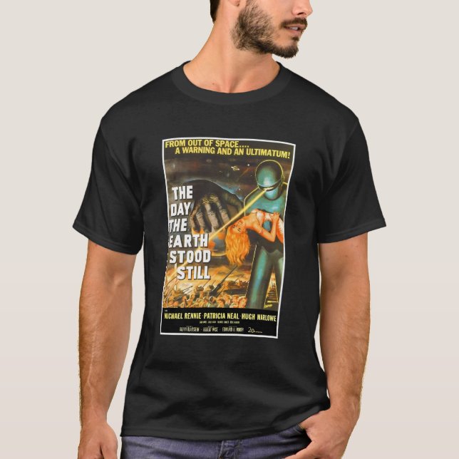 Sci Fi Robot Halloween Earth Invasion Science Fict T Shirt (Framsida)