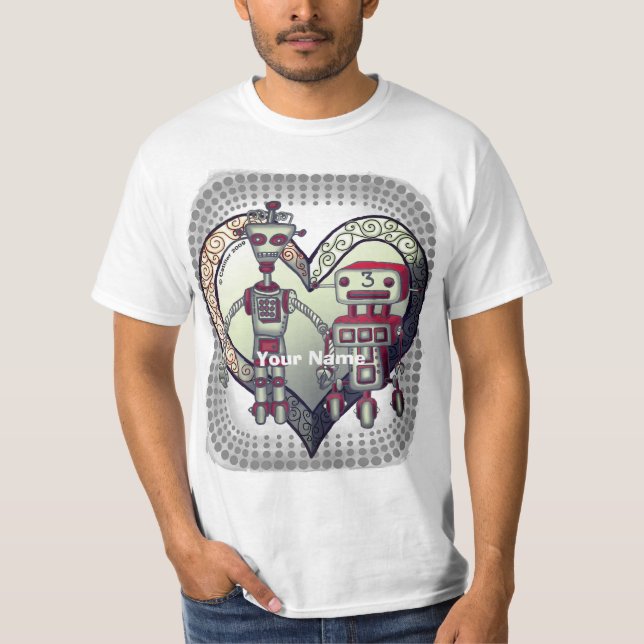 Sci-fi robot kärlek t shirt (Framsida)