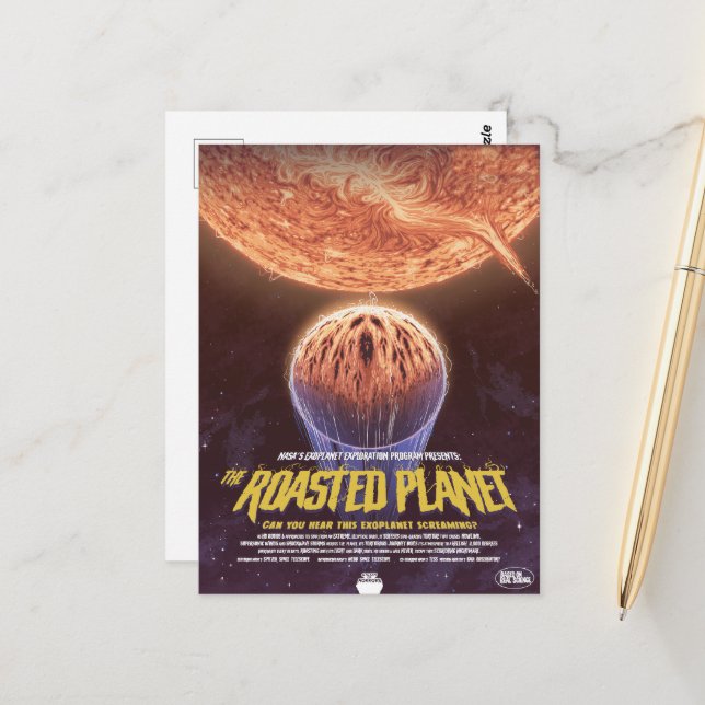 Sci-Fi-skräckfilmsannons, The Roasted Planet Vykort (Fram/Back In Situ)