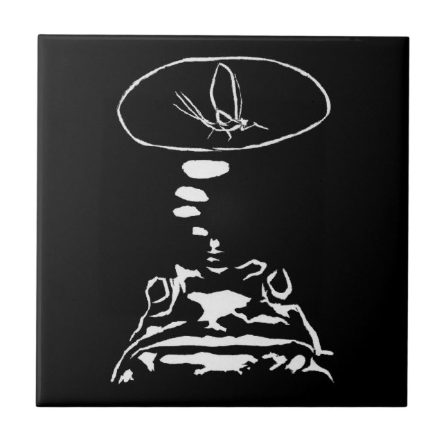 Sci-Fi smarta djur "Hungriga frog Dreams" Kakelplatta (Framsidan)