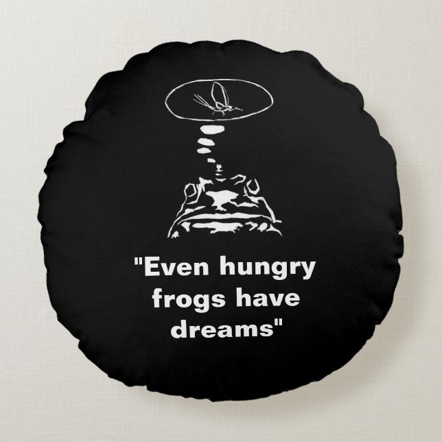 Sci-Fi smarta djur "Hungriga frog Dreams" Rund Kudde (Framsidan)