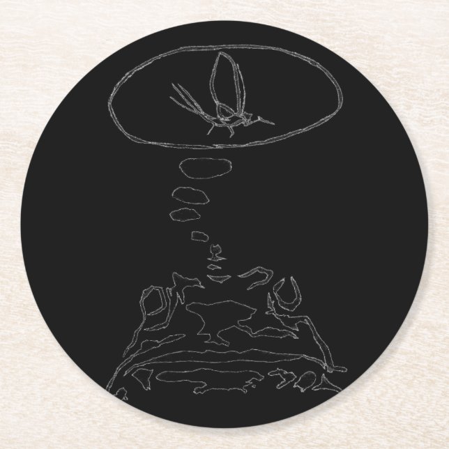 Sci-Fi smarta djur "Hungriga frog Dreams" Underlägg Papper Rund (Framsidan)