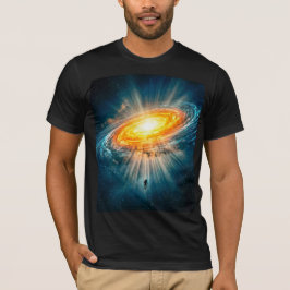 Sci-Fi Space Golden Galaxy Astronaut Glowing Art T Shirt