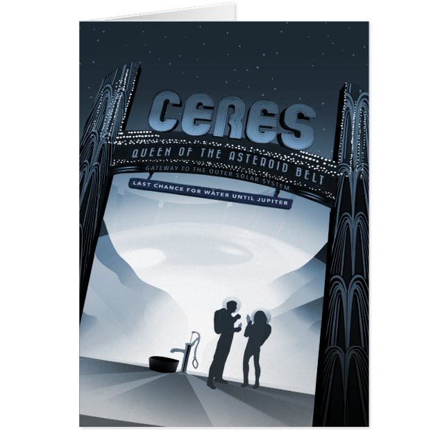 Sci-Fi Travel Ad, Dwarf Planet Ceres Hälsningskort (Framsidan)