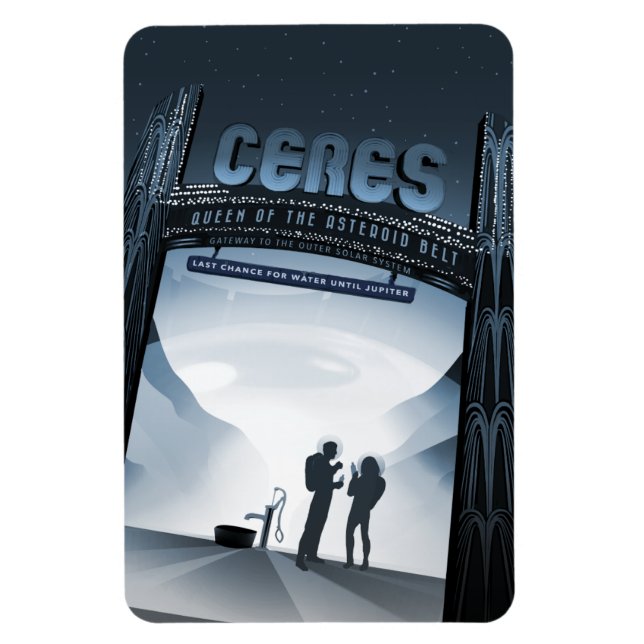 Sci-Fi Travel Ad, Dwarf Planet Ceres Magnet (Vertikal)