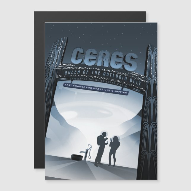 Sci-Fi Travel Ad, Dwarf Planet Ceres Magnetisk Inbjudningskort (Fram/baksida)