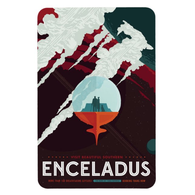 Sci-Fi Travel Ad, Måne Enceladus Magnet (Vertikal)