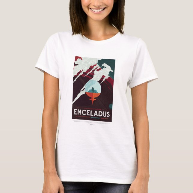 Sci-Fi Travel Ad, Måne Enceladus T Shirt (Framsida)