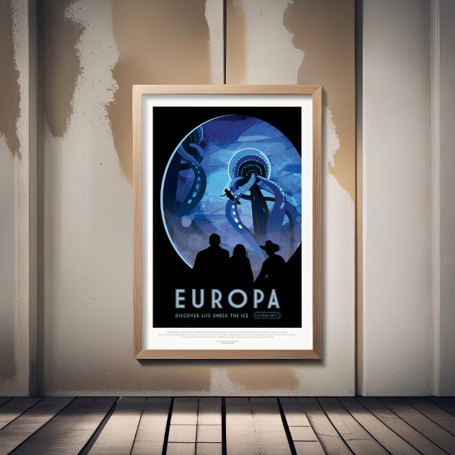 Sci-Fi Travel Ad, Måne Europa Fototryck (Skapare uppladdad)