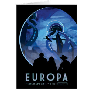 Sci-Fi Travel Ad, Måne Europa Hälsningskort