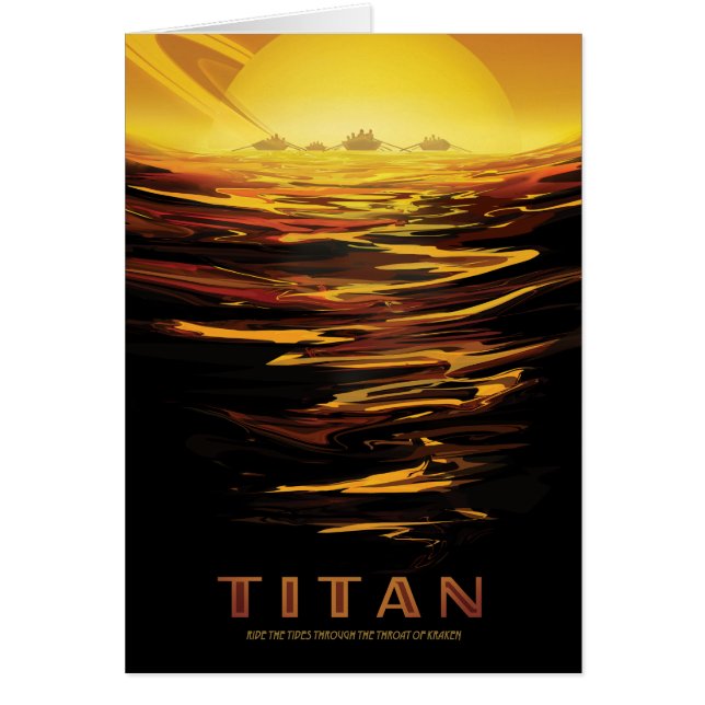 Sci-Fi Travel Ad, Måne Titan Hälsningskort (Framsidan)