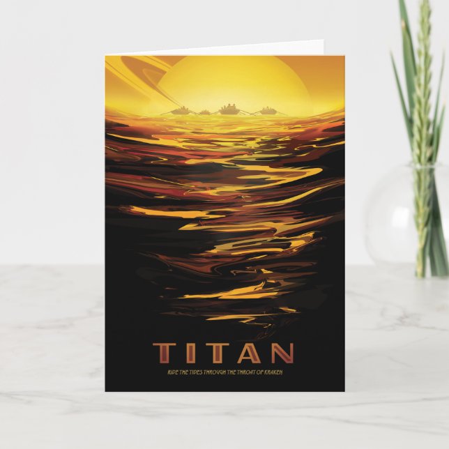 Sci-Fi Travel Ad, Måne Titan Kort (Framsida)