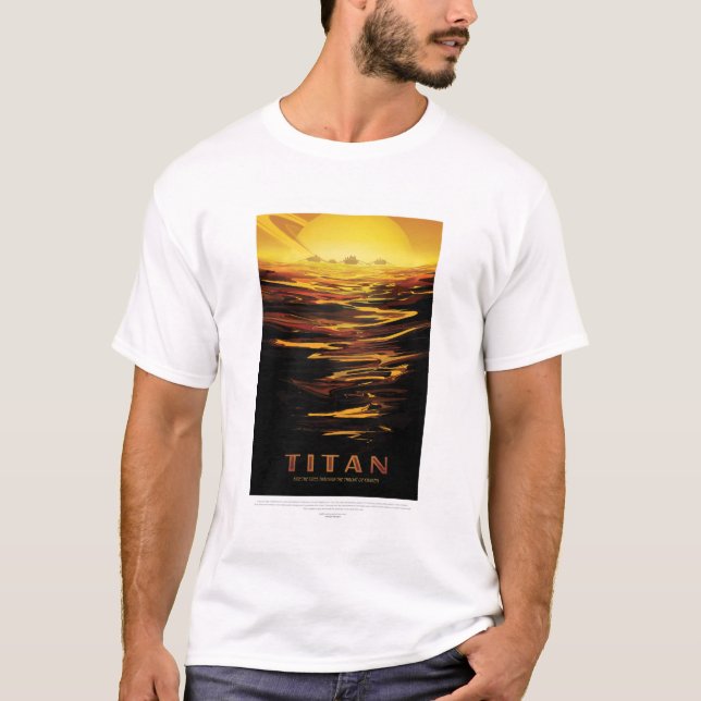 Sci-Fi Travel Ad, Måne Titan T Shirt (Framsida)