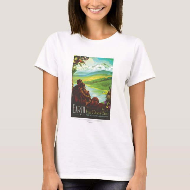 Sci-Fi Travel Ad, Planet Earth T Shirt (Framsida)