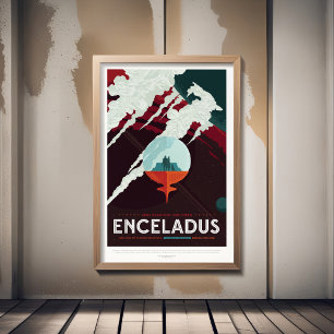 Sci-Fi Travel Ad, Planet Enceladus Fototryck