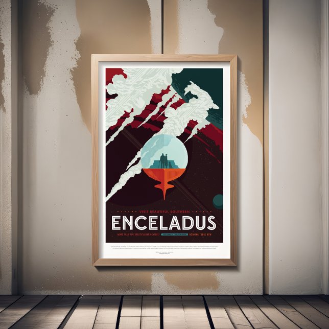Sci-Fi Travel Ad, Planet Enceladus Fototryck (Skapare uppladdad)