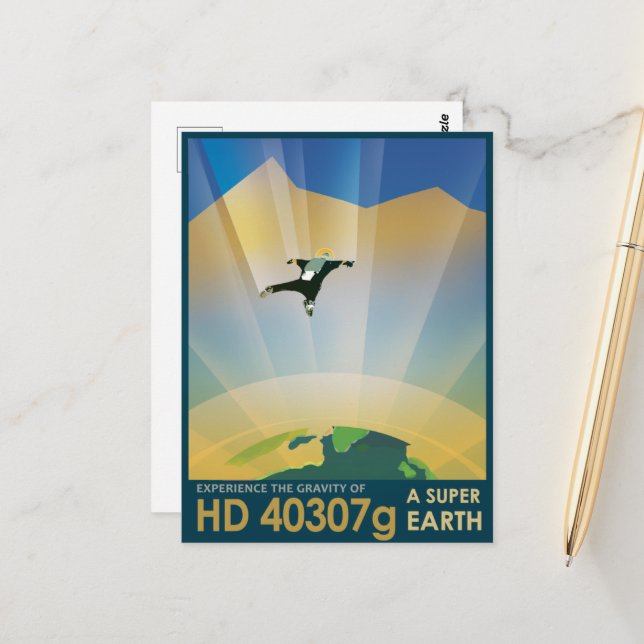 Sci-Fi Travel Ad, Planet HD 40307g Vykort (Fram/Back In Situ)