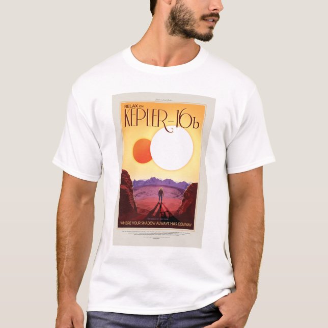Sci-Fi Travel Ad, Planet Kepler-16b T Shirt (Framsida)