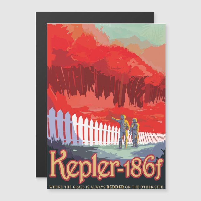 Sci-Fi Travel Ad, Planet Kepler-186f Magnetisk Inbjudningskort (Fram/baksida)
