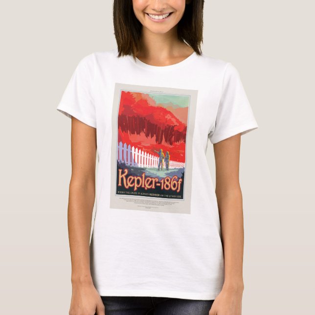 Sci-Fi Travel Ad, Planet Kepler-186f T Shirt (Framsida)