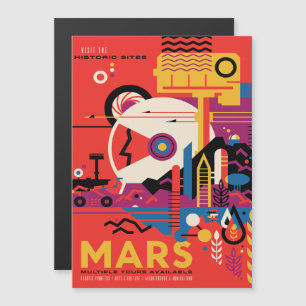 Sci-Fi Travel Ad, Planet Mars Magnetisk Inbjudningskort