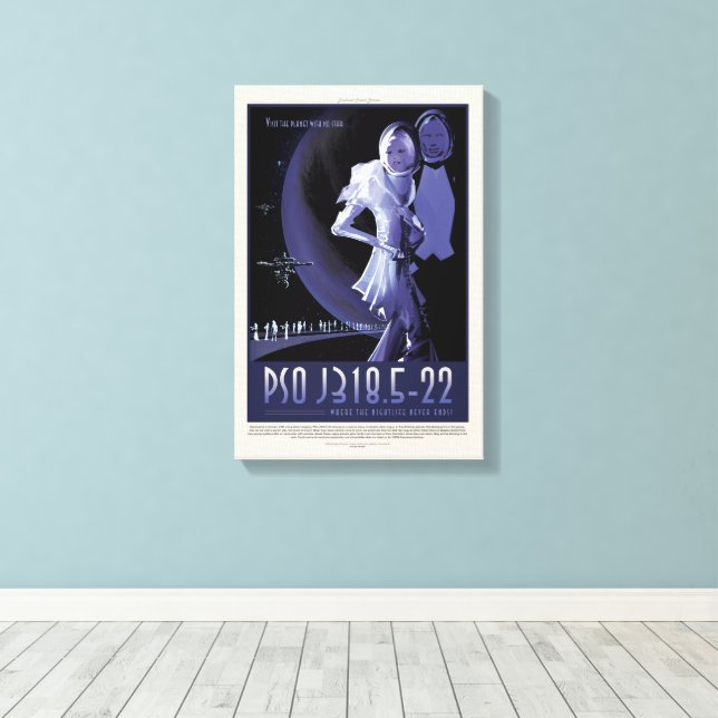 Sci-Fi Travel Ad, Planet PSO J318.5-22 Canvastryck (Insitu (trägolv))