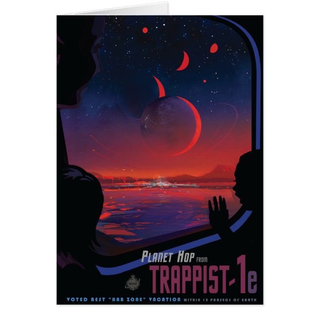 Sci-Fi Travel Ad, Planet Trapist-1e Hälsningskort (Framsidan)