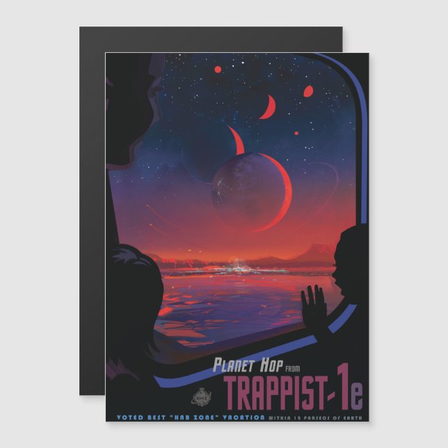 Sci-Fi Travel Ad, Planet Trapist-1e Magnetisk Inbjudningskort (Fram/baksida)