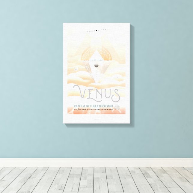 Sci-Fi Travel Ad, Planet Venus Canvastryck (Insitu (trägolv))