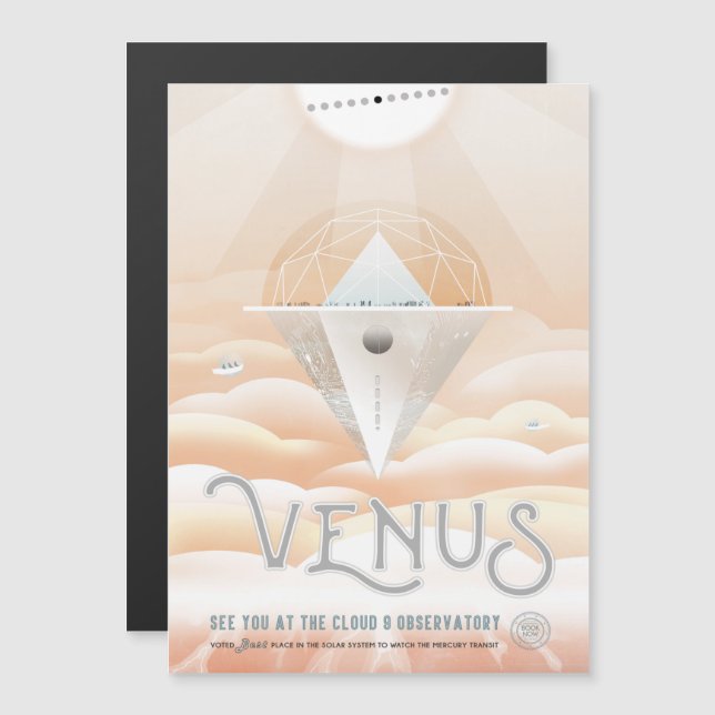 Sci-Fi Travel Ad, Planet Venus Magnetisk Inbjudningskort (Fram/baksida)