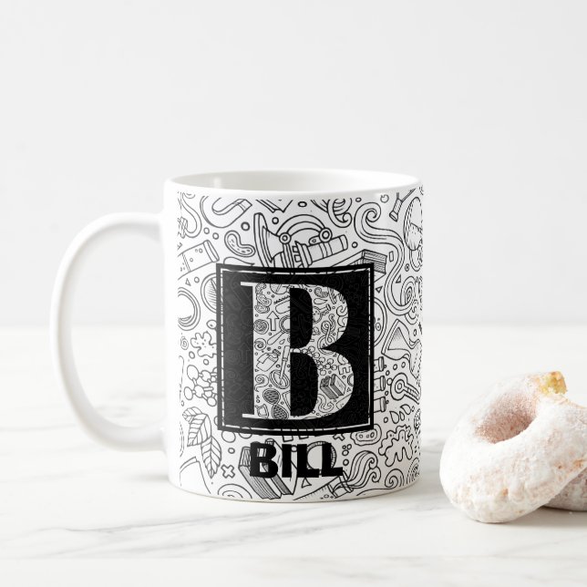 Science Anpassningsbar Monogram - Brev B Coffee Mu Kaffemugg (Med munk)