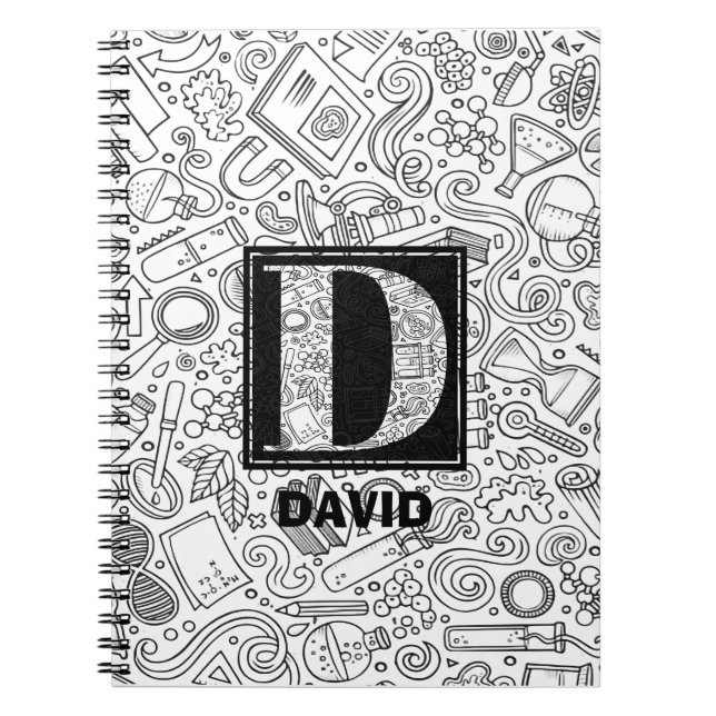 Science Anpassningsbar Monogram - Brev D Anteckningsbok (Framsidan)